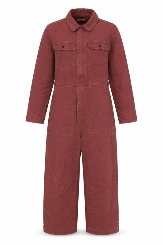 Madewell Women Red S Denim Coverall Utility Jumpsuit Long Sleeve