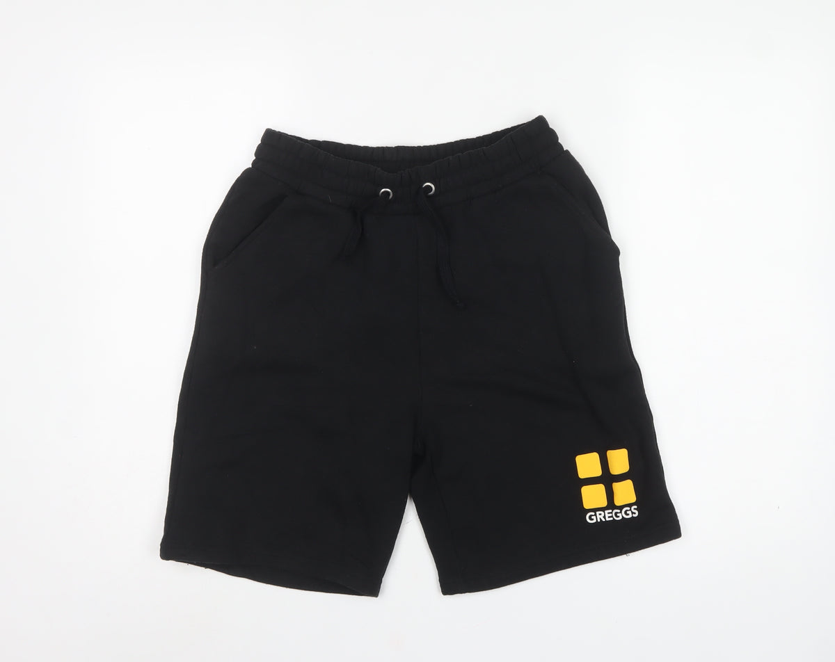 Greggs Men's Black XS Sweat Shorts Drawstring Logo Pockets