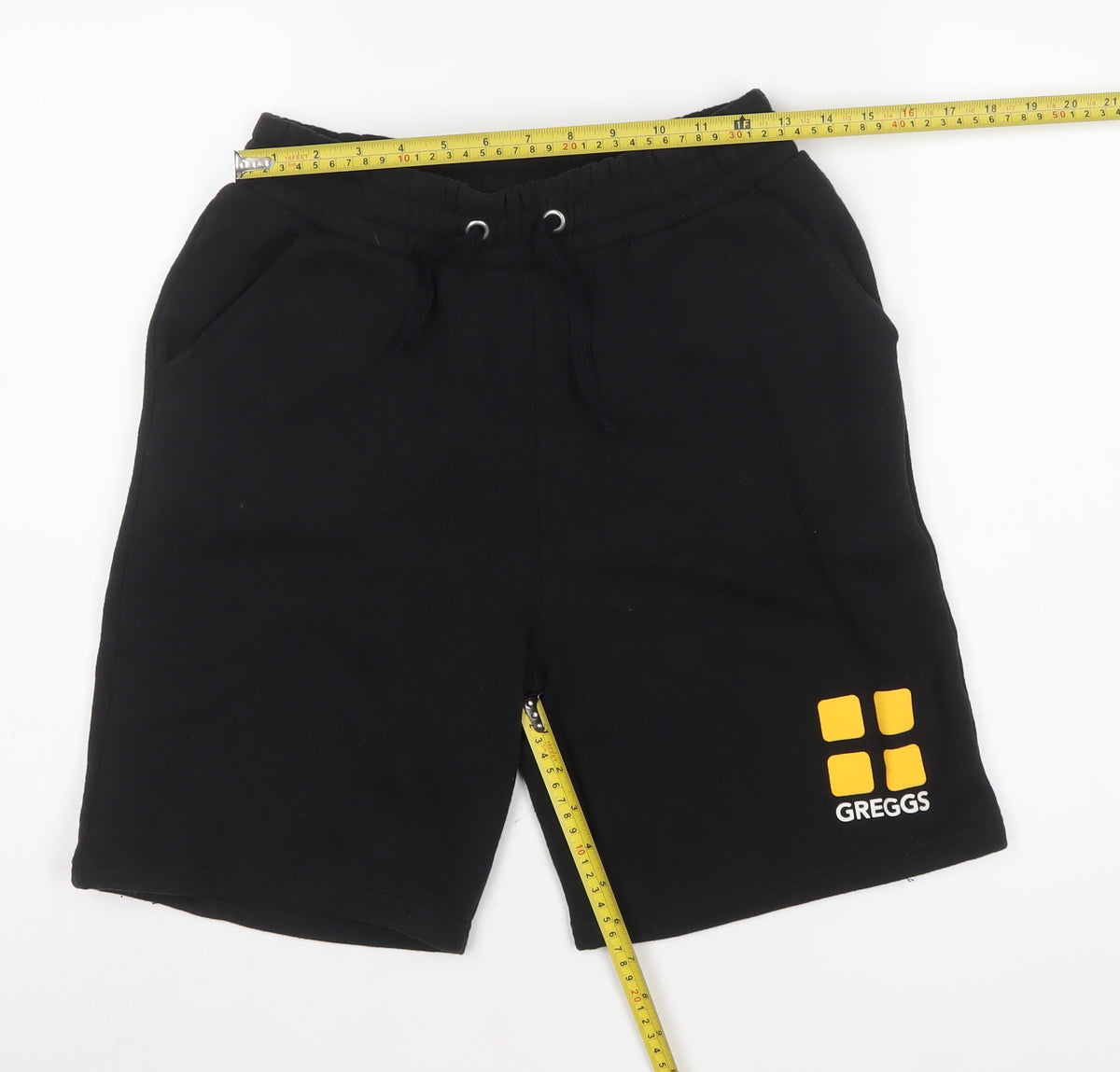 Greggs Men's Black XS Sweat Shorts Drawstring Logo Pockets