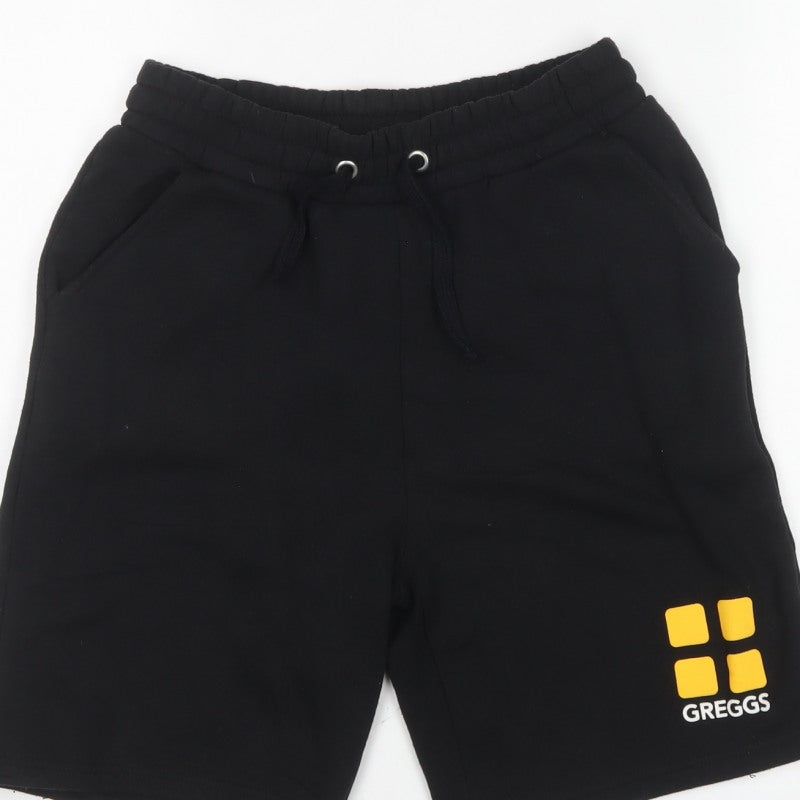 Greggs Men's Black XS Sweat Shorts Drawstring Logo Pockets