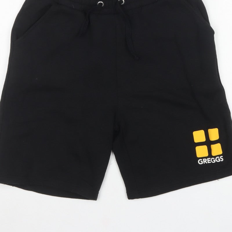 Greggs Men's Black XS Sweat Shorts Drawstring Logo Pockets