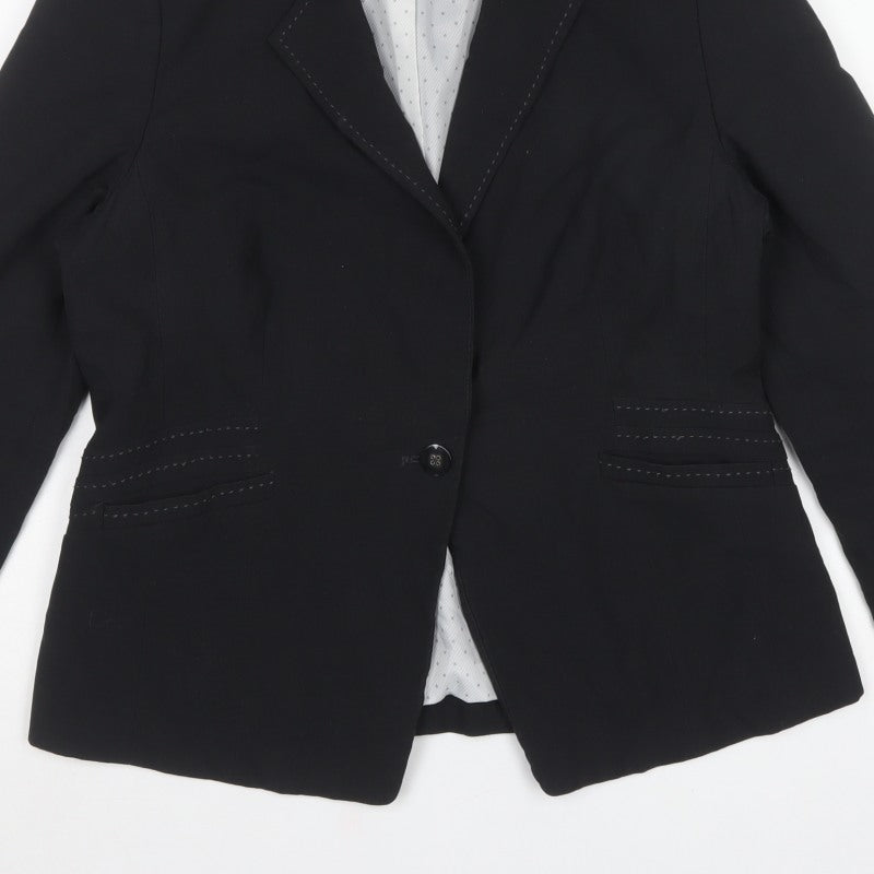 Marks and Spencer Women Black UK 16 Tailored Single-Breasted Blazer