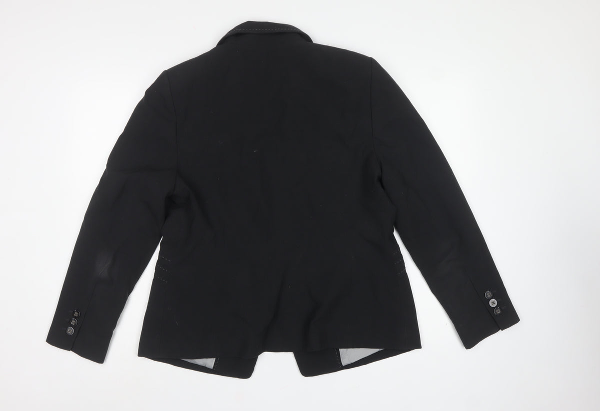 Marks and Spencer Women Black UK 16 Tailored Single-Breasted Blazer