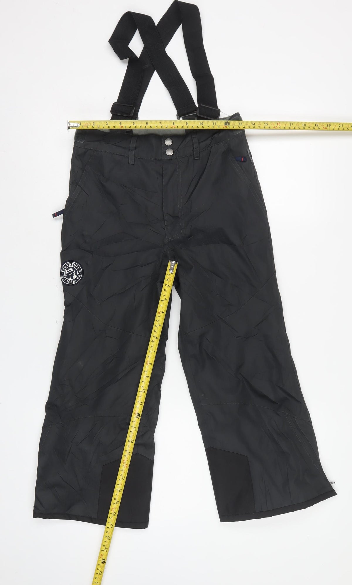 Tog24 Boys Black Ski Snow Pants Braces 7 Years Insulated