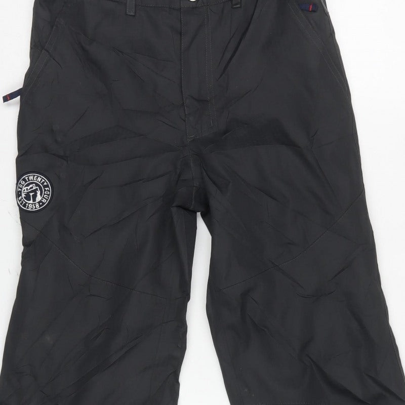 Tog24 Boys Black Ski Snow Pants Braces 7 Years Insulated