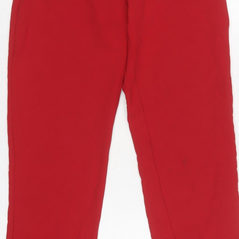 River Island Women’s Red Size 6 High Rise Ruffle Trousers