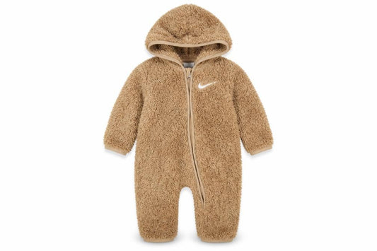 Nike Unisex Baby Beige 0-3 Months Fleece Hooded Coverall