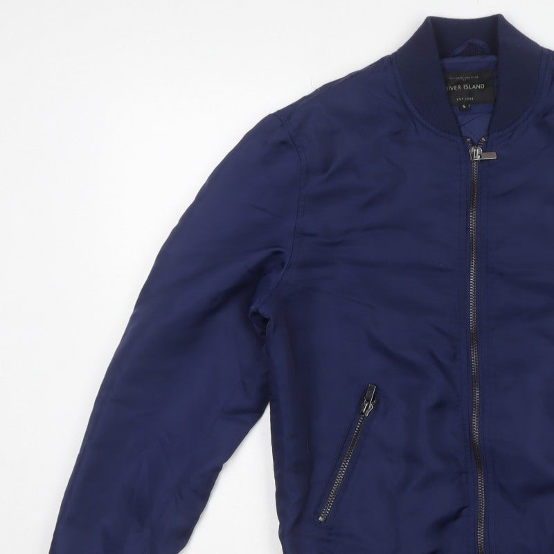 River Island Men’s Blue Size S Padded Bomber Jacket Full Zip