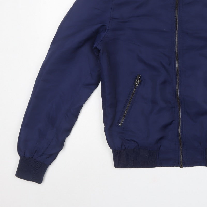 River Island Men’s Blue Size S Padded Bomber Jacket Full Zip