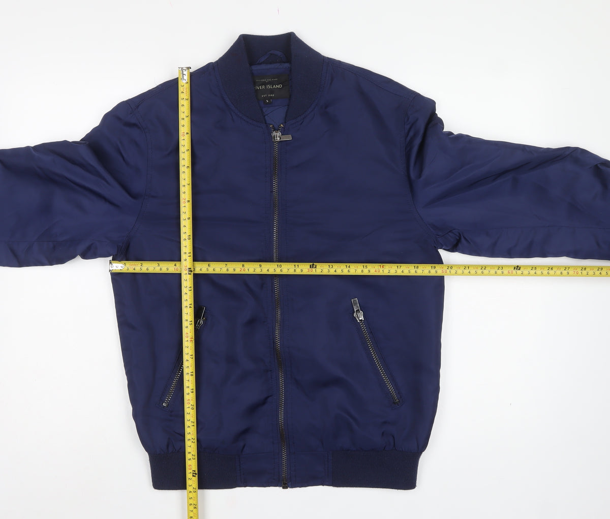 River Island Men’s Blue Size S Padded Bomber Jacket Full Zip
