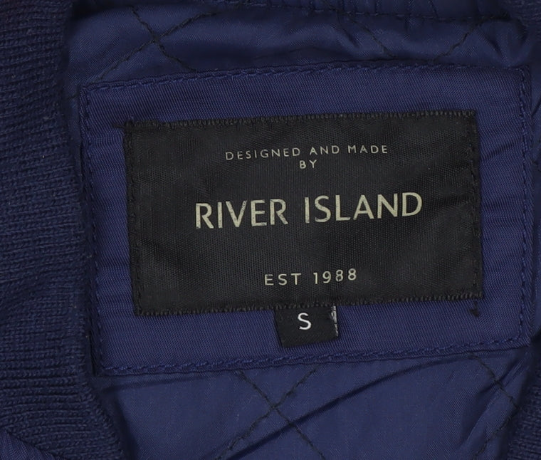 River Island Men’s Blue Size S Padded Bomber Jacket Full Zip