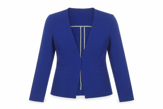 Marks & Spencer Women Blue UK 8 Petite Tailored Collarless Blazer
