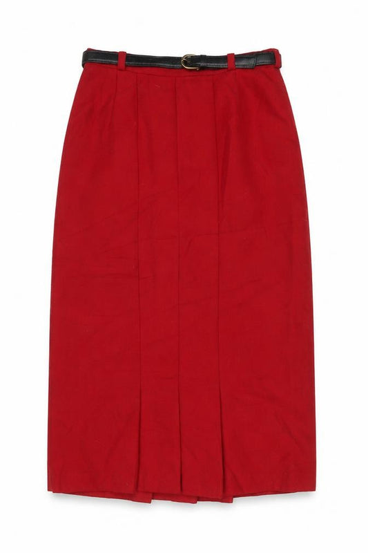 Canda Women Red UK 10 Midi Pencil Skirt Belted Workwear