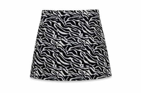 Forever Unique Women Black Zebra Print A-Line Mini Skirt UK 16