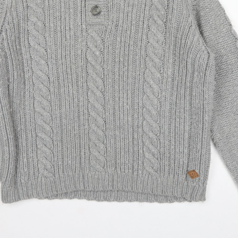Rocha John Rocha Men’s Grey XL Cable Knit High Neck Henley Jumper