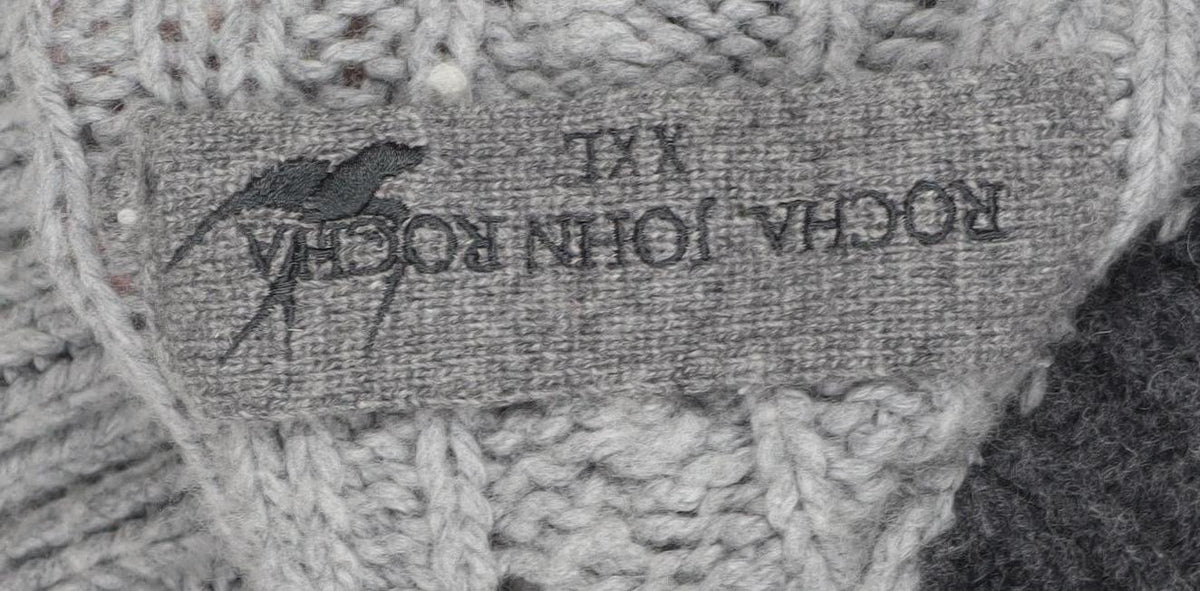 Rocha John Rocha Men’s Grey XL Cable Knit High Neck Henley Jumper