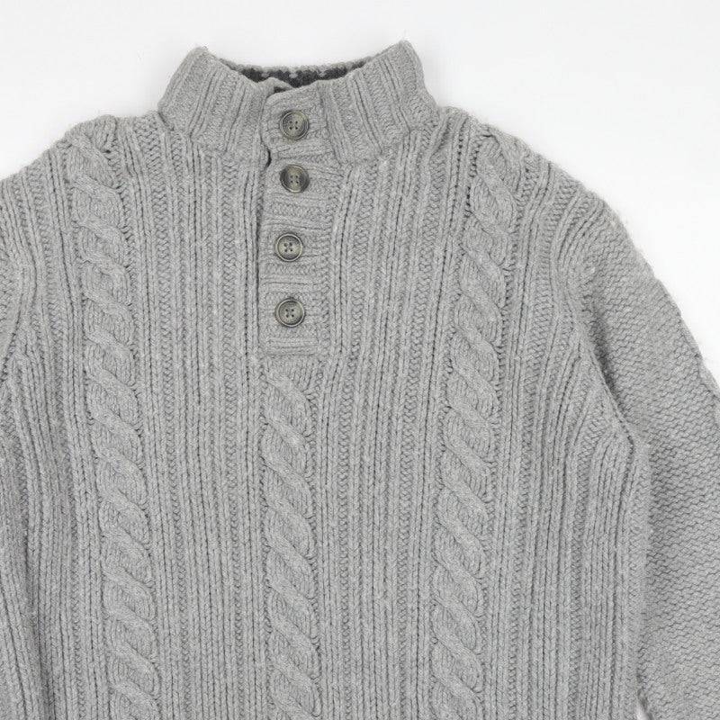 Rocha John Rocha Men’s Grey XL Cable Knit High Neck Henley Jumper
