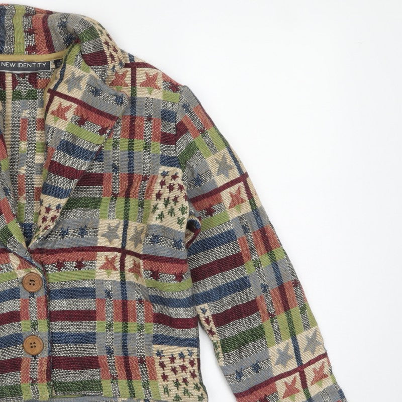 New Identity Women’s Multicoloured S Cropped Geometric Cotton Jacket