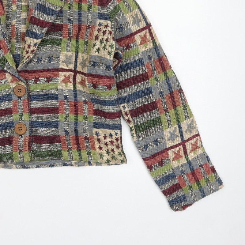 New Identity Women’s Multicoloured S Cropped Geometric Cotton Jacket