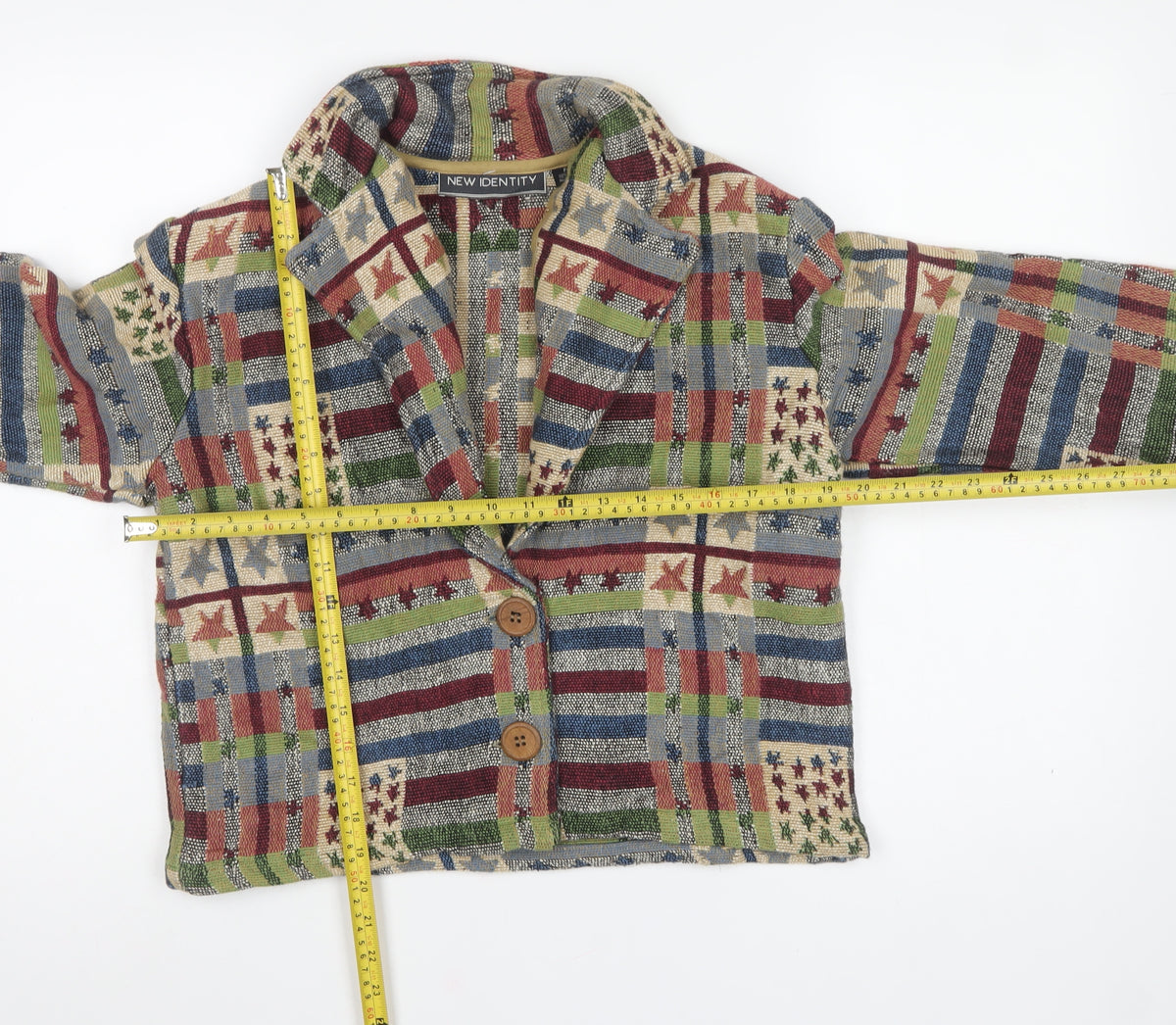 New Identity Women’s Multicoloured S Cropped Geometric Cotton Jacket