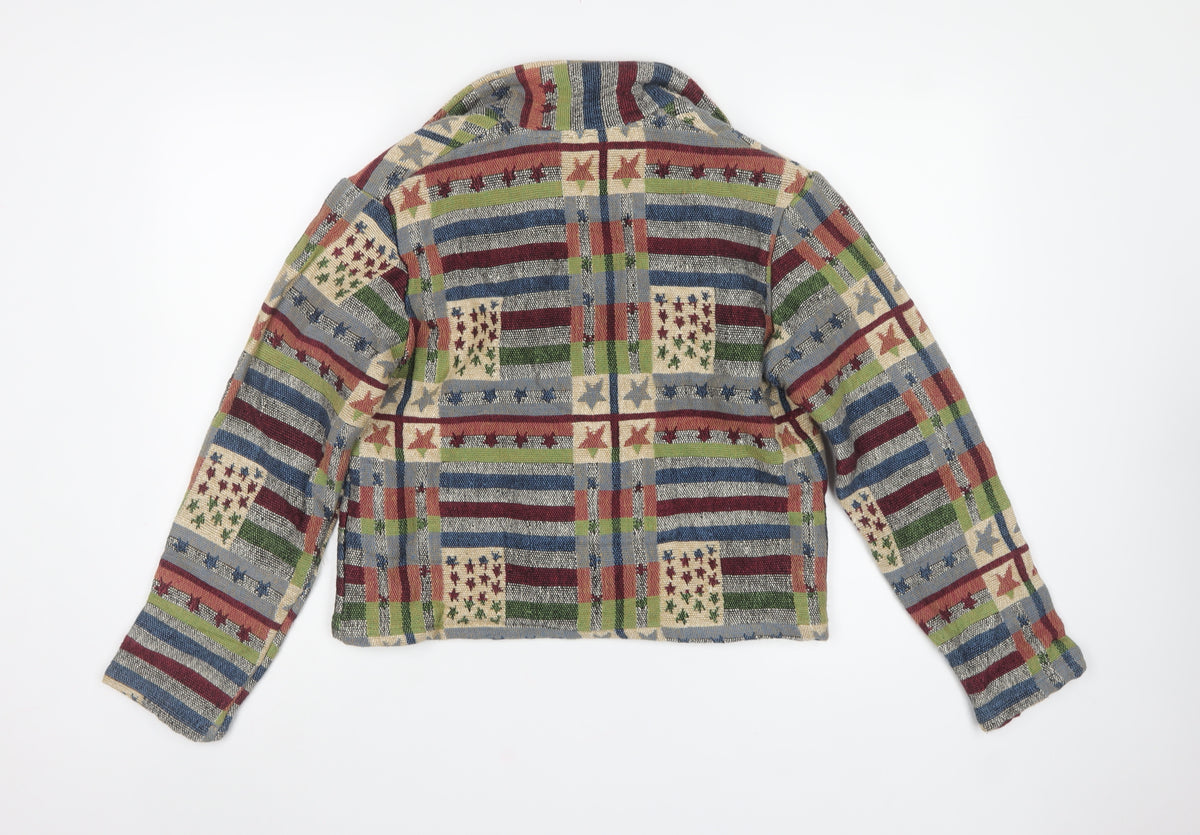 New Identity Women’s Multicoloured S Cropped Geometric Cotton Jacket