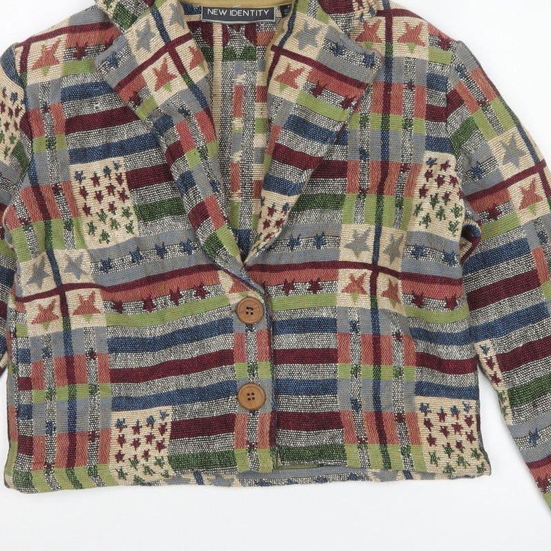 New Identity Women’s Multicoloured S Cropped Geometric Cotton Jacket