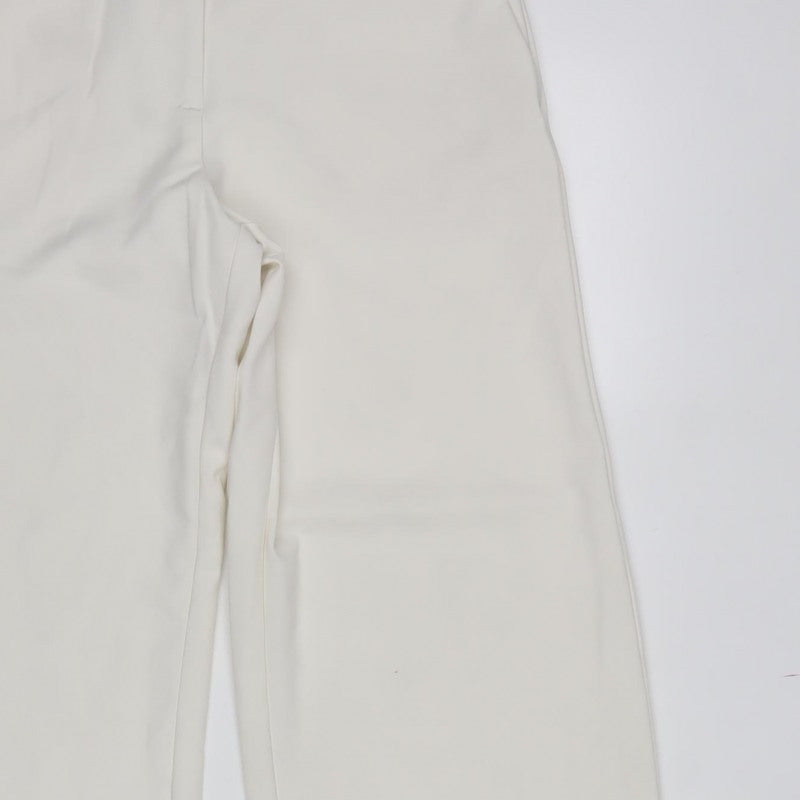 Marks & Spencer Women Ivory Size 12 Short Wide Leg Tailored Trousers