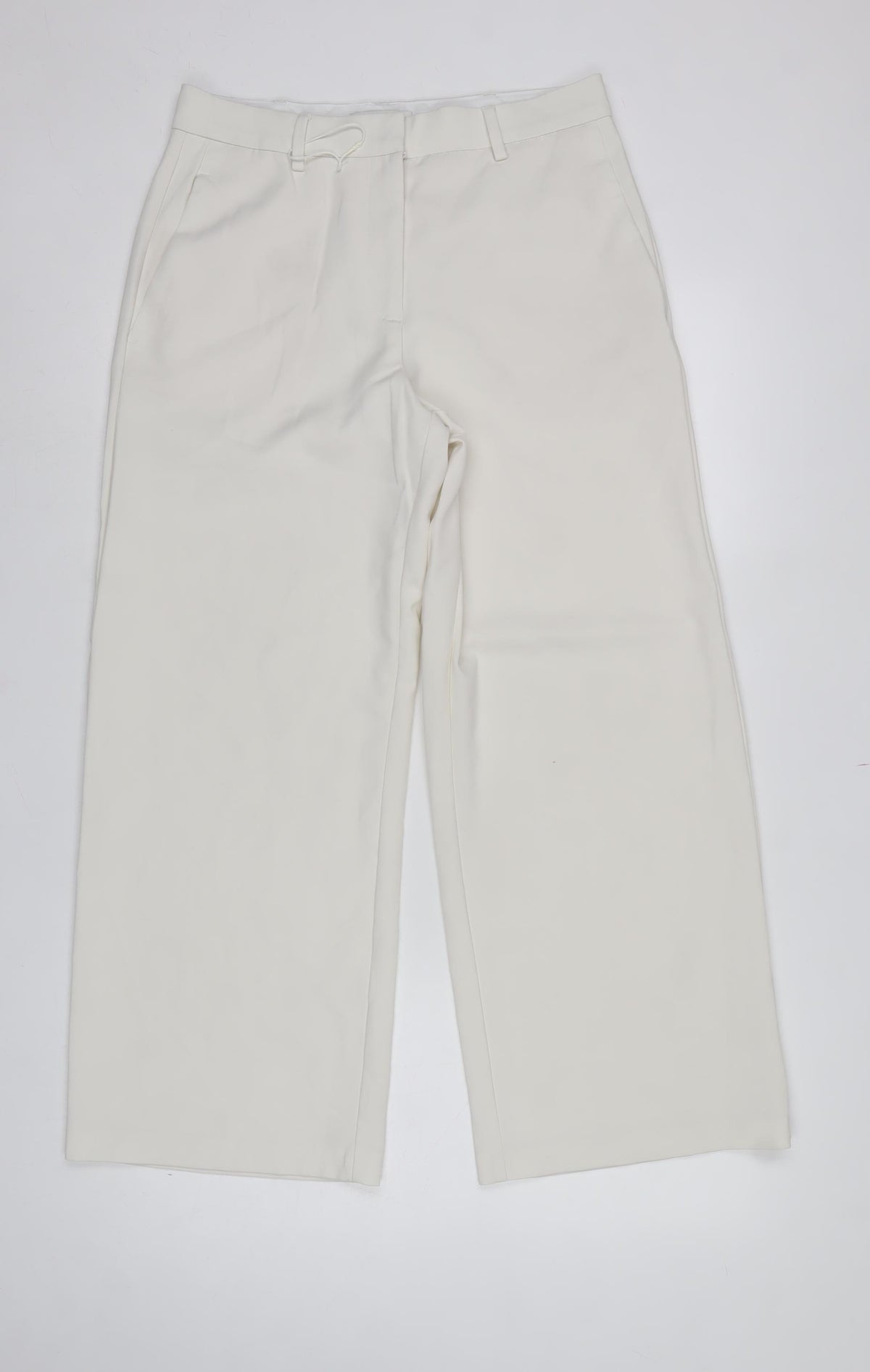 Marks & Spencer Women Ivory Size 12 Short Wide Leg Tailored Trousers