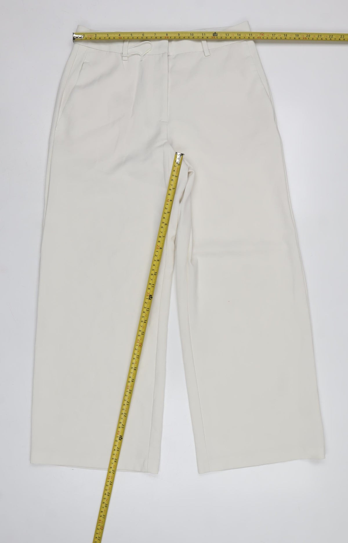 Marks & Spencer Women Ivory Size 12 Short Wide Leg Tailored Trousers