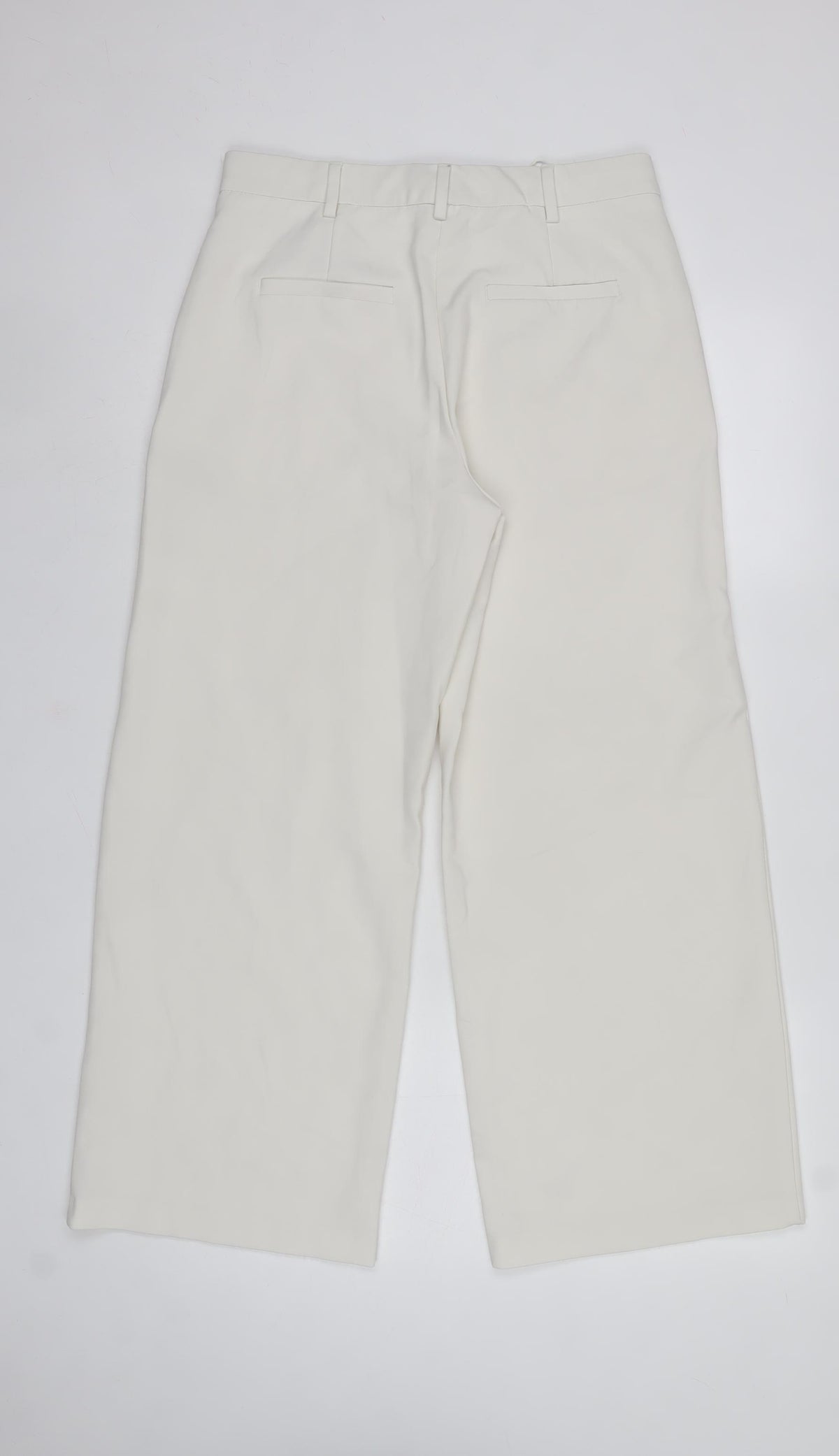 Marks & Spencer Women Ivory Size 12 Short Wide Leg Tailored Trousers