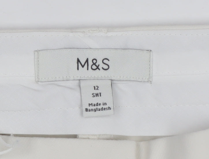 Marks & Spencer Women Ivory Size 12 Short Wide Leg Tailored Trousers