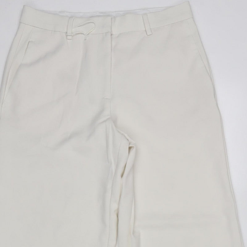 Marks & Spencer Women Ivory Size 12 Short Wide Leg Tailored Trousers