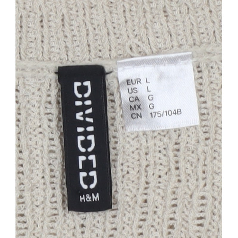H&M Divided Women Beige L Button Front Open-Knit Cardigan