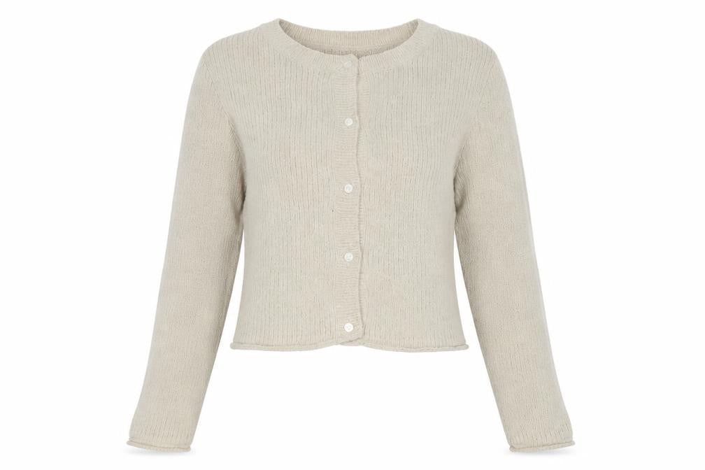 H&M Divided Women Beige L Button Front Open-Knit Cardigan