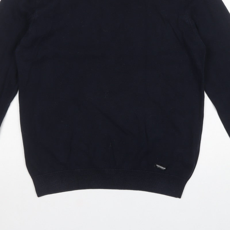 Threadbare Mens Blue Collared Cotton Knit Pullover Jumper L