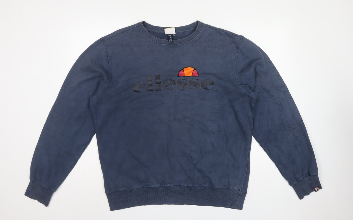 Ellesse Men’s Blue 2XL Pullover Sweatshirt Logo Graphic Crew Neck