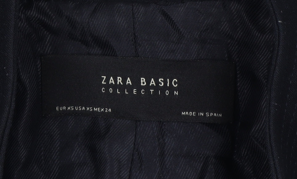 Zara Basic Women’s Black XS Military Pea Coat Gold Button Mid-Length