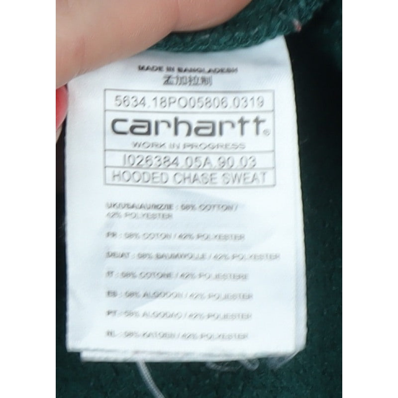 Carhartt Mens Green L Pullover Hoodie Logo Fleece Pocket