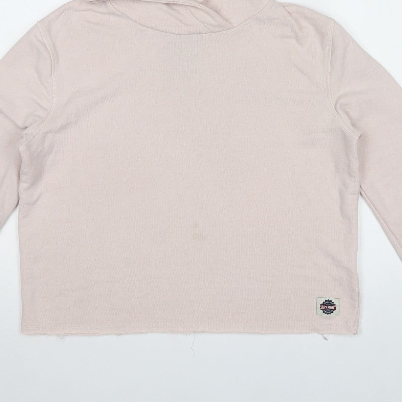 Superdry Women’s Pink Logo Hooded Pullover Hoodie Size L