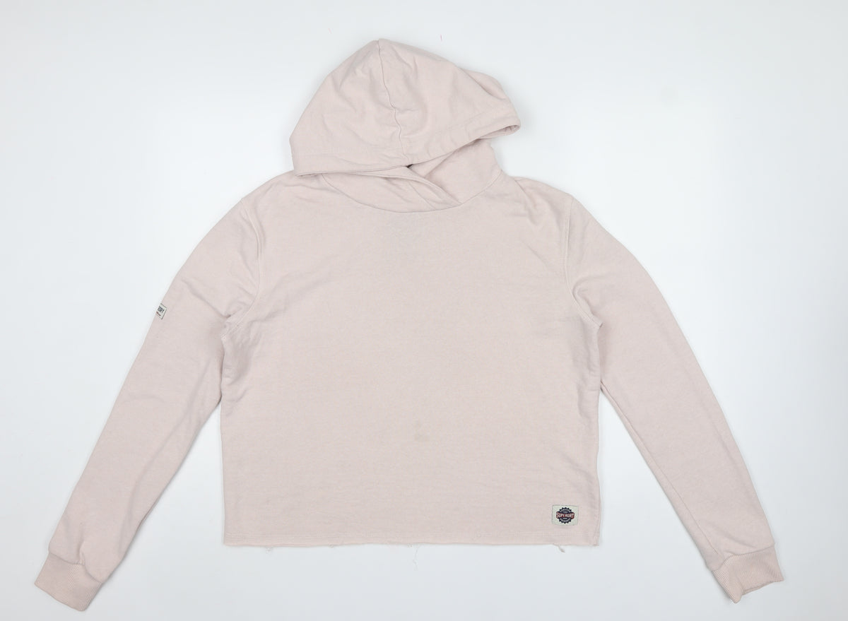 Superdry Women’s Pink Logo Hooded Pullover Hoodie Size L
