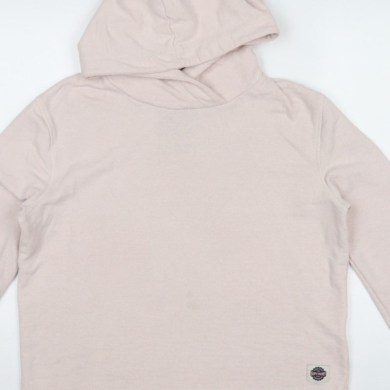 Superdry Women’s Pink Logo Hooded Pullover Hoodie Size L
