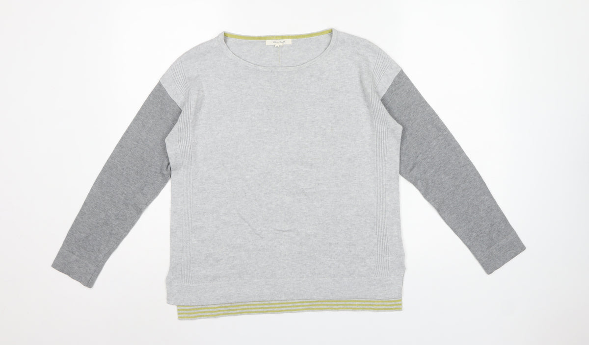White Stuff Women’s Grey Colour Block Knit Pullover Jumper UK 10