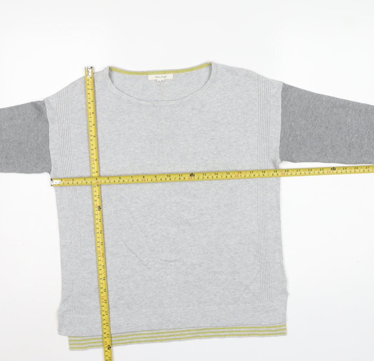 White Stuff Women’s Grey Colour Block Knit Pullover Jumper UK 10
