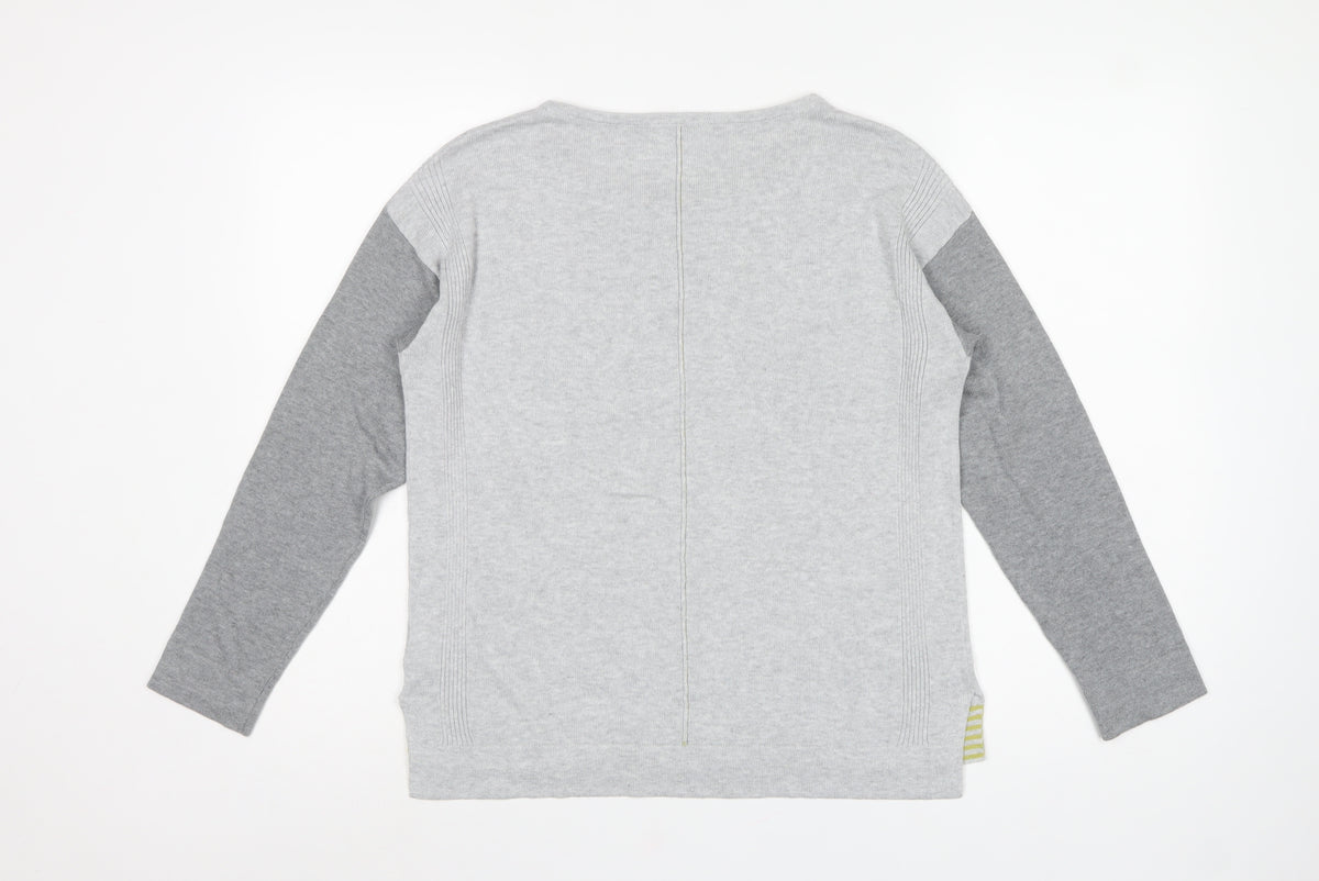 White Stuff Women’s Grey Colour Block Knit Pullover Jumper UK 10