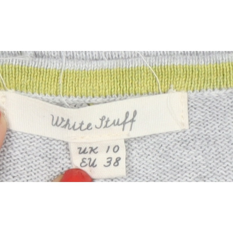 White Stuff Women’s Grey Colour Block Knit Pullover Jumper UK 10