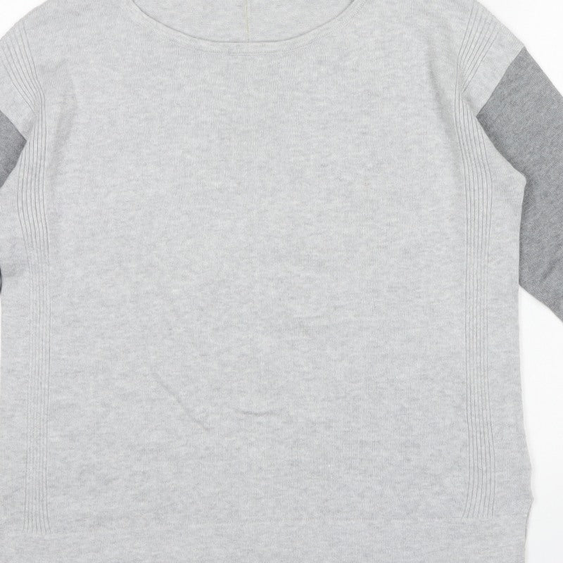 White Stuff Women’s Grey Colour Block Knit Pullover Jumper UK 10