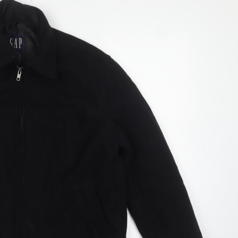 GAP Men's Black XS Wool Blend Zip Jacket Collared Pockets