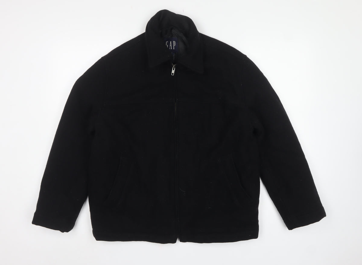 GAP Men's Black XS Wool Blend Zip Jacket Collared Pockets