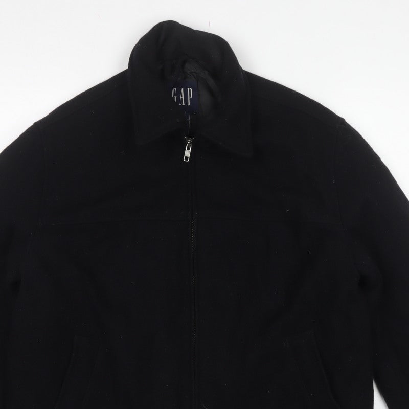 GAP Men's Black XS Wool Blend Zip Jacket Collared Pockets
