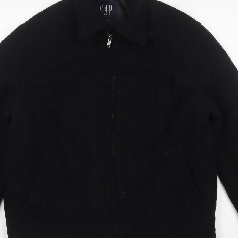 GAP Men's Black XS Wool Blend Zip Jacket Collared Pockets